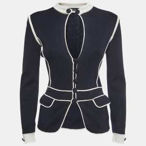 Emporio Armani Midnight Blue Knit Buttoned Jacket S