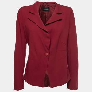 Pre Owned Emporio Armani Red Crepe Single Breasted Blazer XL