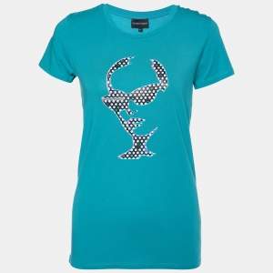 Emporio Armani Green Printed Cotton Knit T-Shirt M