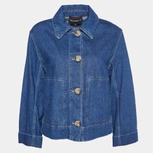 Pre Owned Emporio Armani Blue Denim Button Front Jacket S