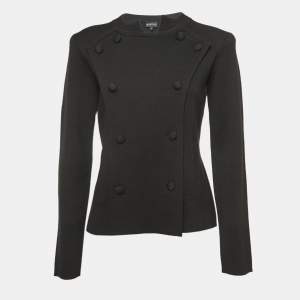 Pre Owned Emporio Armani Black Wool Double Breasted Sweater M
