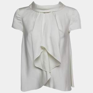 Pre Owned Emporio Armani White Silk-Blend Top S