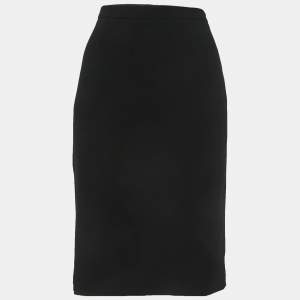 Pre Owned Emporio Armani Black Wool Pencil Skirt M