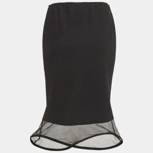 Pre Owned Emporio Armani Black Jersey Wired Hem Pencil Skirt M