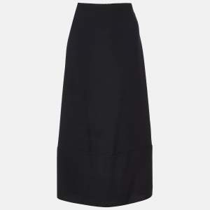 Pre Owned Emporio Armani Black Crepe Long Skirt L