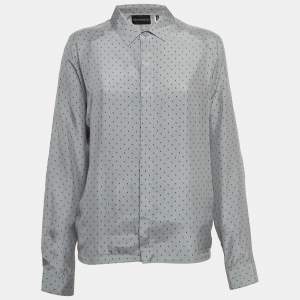 Emporio Armani Grey Paisley Print Silk Shirt S