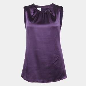 Pre Owned Emporio Armani Purple Silk Satin Sleeveless Top S