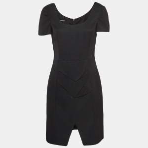 Emporio Armani Black Textured Canvas Mini Dress M
