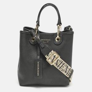 Emporio Armani Black Leather MyEA Vertical Tote