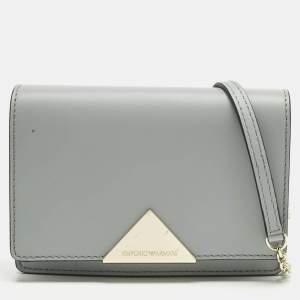 Pre Owned Emporio Armani Grey Leather Astrid Chain Crossbody Bag