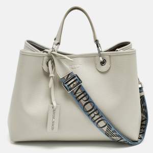 Pre Owned Emporio Armani Grey Faux Leather Large MyEA Tote