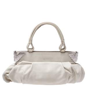 Emporio Armani Cream Leather Satchel
