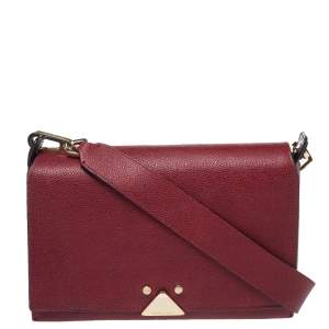 Emporio Armani Burgundy Leather Crossbody Bag