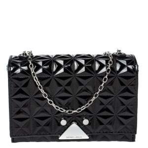 Emporio Armani Black Quilted Leather Flap Chain Shoulder Bag