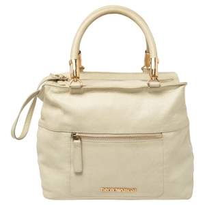 Emporio Armani Pale Green Leather Double Zip Tote