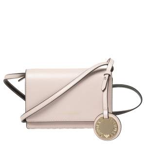 Emporio Armani Pale Pink Leather Flap Crossbody Bag