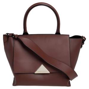 Emporio Armani Brown Leather Flap Top Handle Bag
