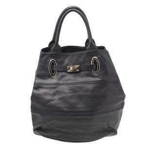 Pre Owned Emporio Armani Black Leather Tote