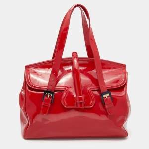 Emporio Armani Red Patent Leather Satchel