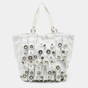 Pre Owned Emporio Armani White Leather Tote