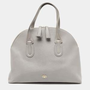 Emporio Armani Grey Leather Zip Satchel