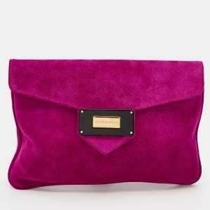 Pre Owned Emporio Armani Pink Suede Envelope Clutch