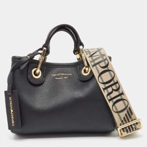 Emporio Armani Black Leather Small MyEA Tote