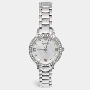 Pre Owned Emporio Armani AR11484 Mother Of Pearl Stainless Steel Women's Wristwatch 32 mm