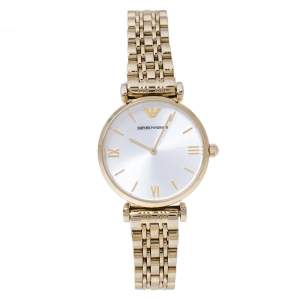 Emporio Armani Silver Yellow Gold Tone Stainless Steel Classic AR1877 Women's Wristwatch 32 mm