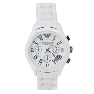 Pre Owned Emporio Armani White Ceramic Ceramica AR1404 Women's Wristwatch 38 mm