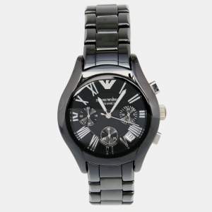 Pre Owned Emporio Armani Black Ceramic Stainless Steel AR1401 Women's Wristwatch 38 mm