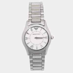 Pre Owned Emporio Armani Silver Stainless Steel AR8021 Women's Wristwatch 29 mm