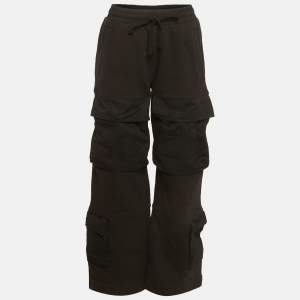 Pre Owned Entire Studio Black Jersey Utility Track Pants S