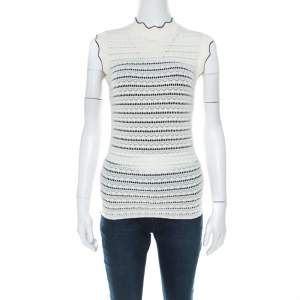 Erdem Cream Pointelle Knit Sleeveless Mariana Top S