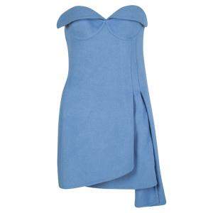 Ermanno Scervino Blue Angora Layered Strapless Dress M