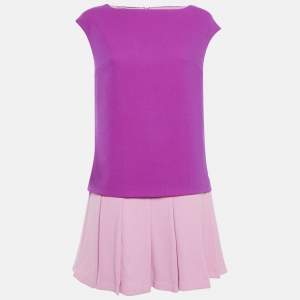 Ermanno Scervino Pink Crepe Pleated Sleeveless Mini Dress M