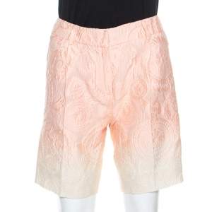 Ermanno Scervino Peach Jacquard Cotton Silk Ombre Bermuda Shorts S