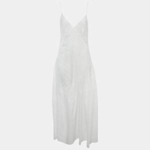 Ermanno Scervino White Silk Tiered Semi Sheer Maxi Dress M