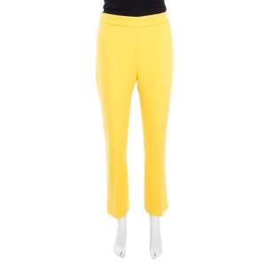 Ermanno Scervino Yellow Wool Crepe High Waist Trousers M