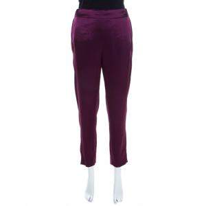 Escada Amethyste Purple Satin Relaxed Toskana Pants M