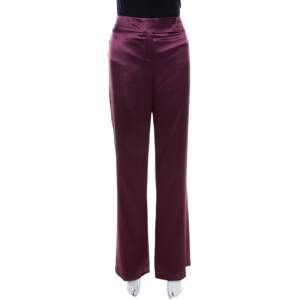Escada Purple Silk Wide Leg Hose Trousers L