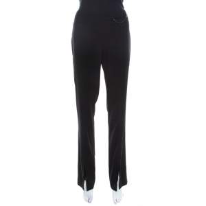 Escada Black Wool Topstitch Detail Straight Fit Formal Trousers M