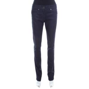 Escada Navy Blue Glitter Denim Straight Leg Jeans S