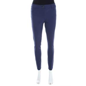 Escada Saphire Blue Stretch Crepe Tapered Tygan Trousers S