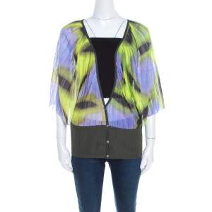 Escada Multicolor Fantasy Print Knit Kimono Sleeve Cardigan L