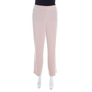 Escada Blush Pink Crepe Tapered Tressas Trousers XXL