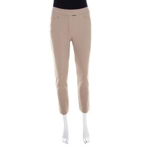 Escada Pampas Beige Metal Hem Tip Detail Cropped Taketa Trousers S