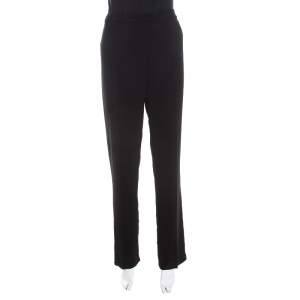 Escada Black Wool Crepe High Waist Tovah Trousers M