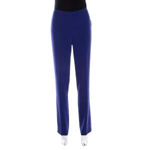 Escada Bluebell Blue Crepe High Waist Tovah Trousers M