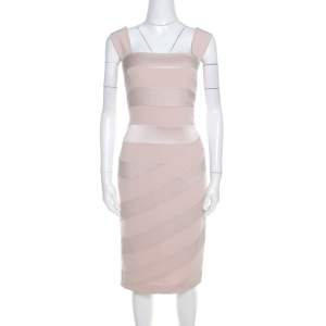 Escada Blush Pink Crepe Paneled Diantima Pencil Dress M
